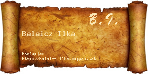 Balaicz Ilka névjegykártya